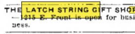 The Latch String - May 9 1961 Opening Ad